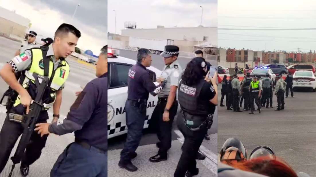 Captan pelea entre policías y Guardia Nacional en Edomex