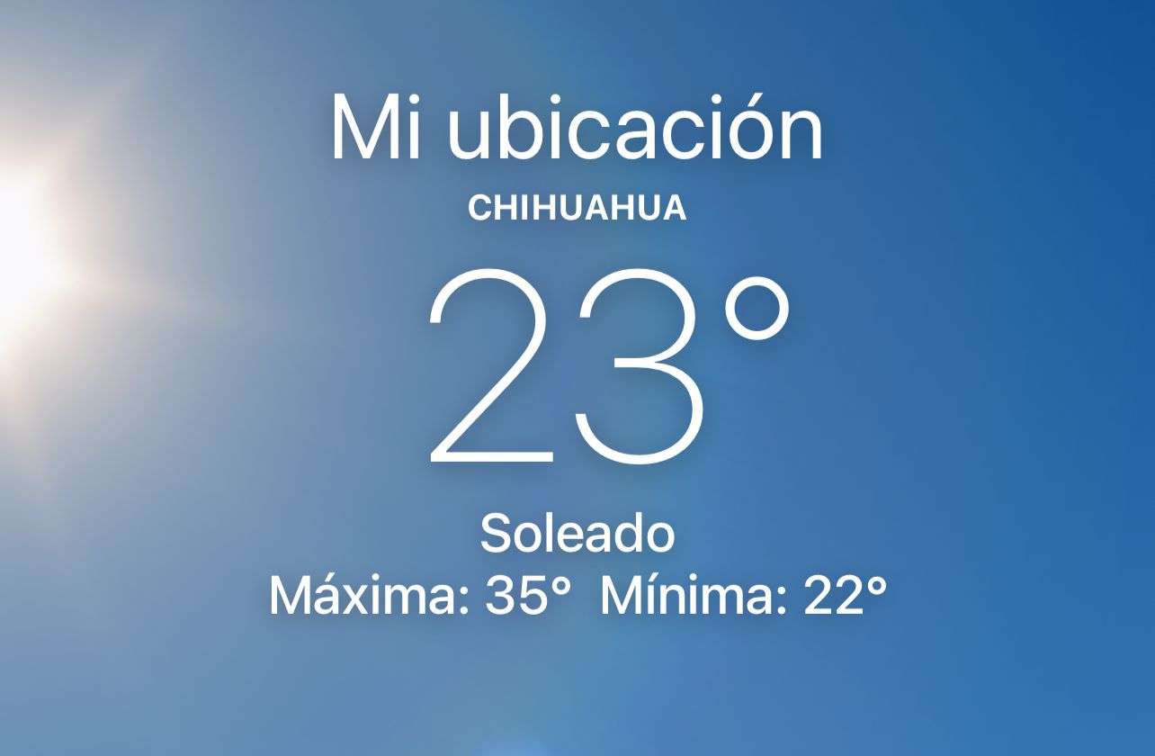 Cielo despejado con temperatura de 23°C