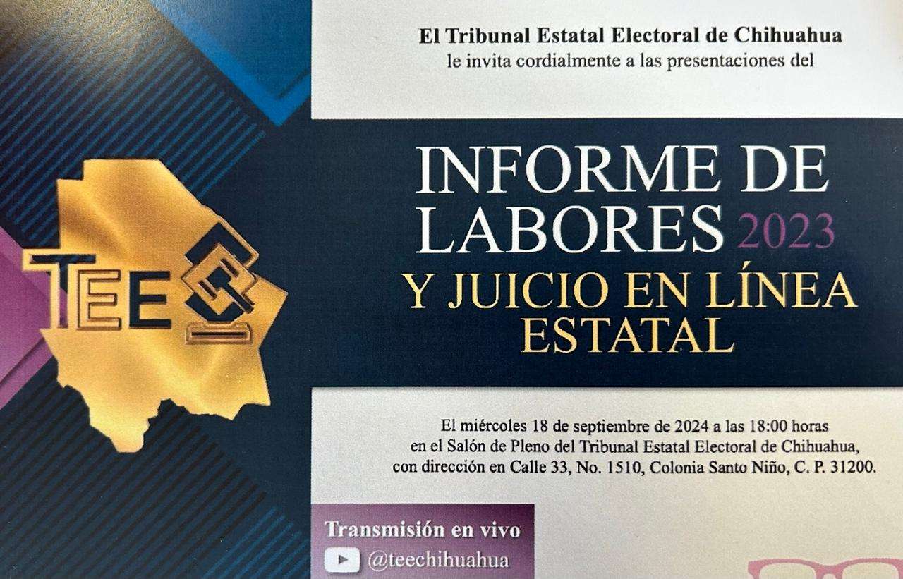 Invita TEE a su Informe de Labores 2023 y Juicio en Línea Estatal