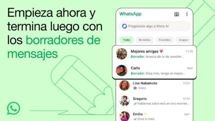 Despliega WhatsApp los borradores de mensajes a nivel global