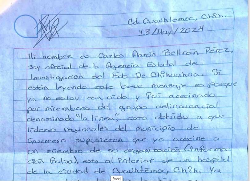 Muestran carta de ministerial ejecutado con el móvil del crimen 