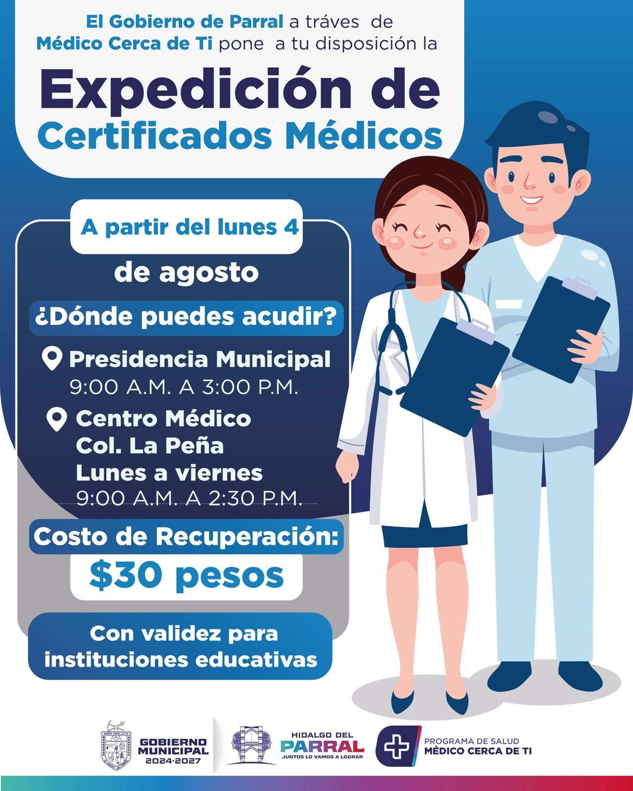 Facilita Parral expedición de certificados médicos escolares 