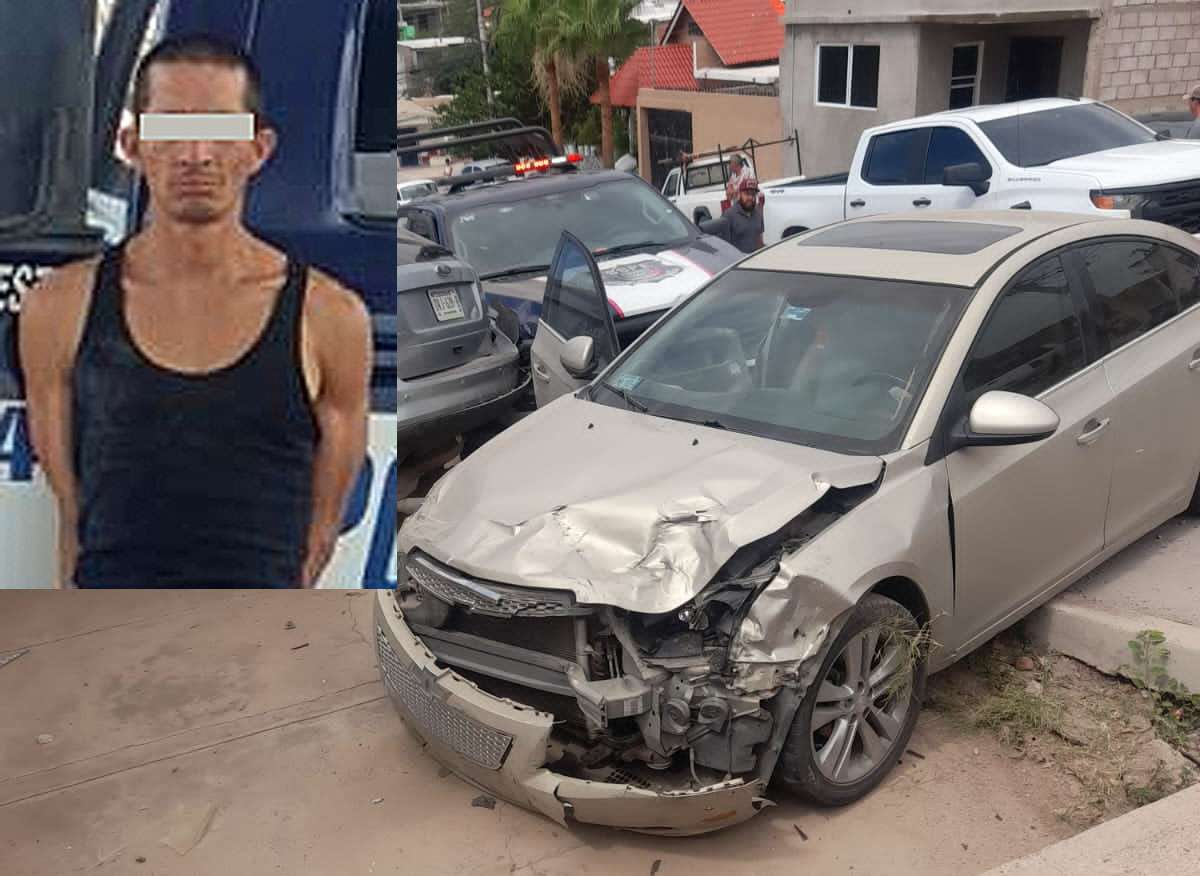 Dan a conocer identidad de detenido en persecución de auto robado