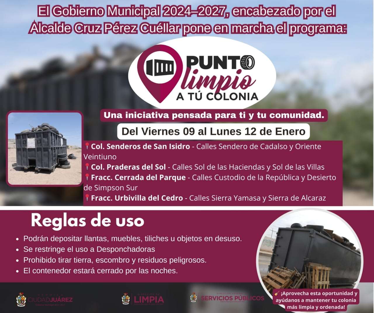 Invitan a vecinos a usar Puntos Limpios en su colonia 