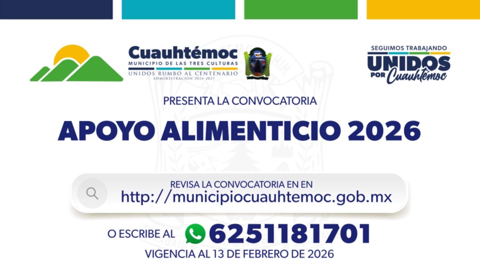 Lanzan en Cuauhtémoc convocatoria de Apoyo Alimenticio 2026