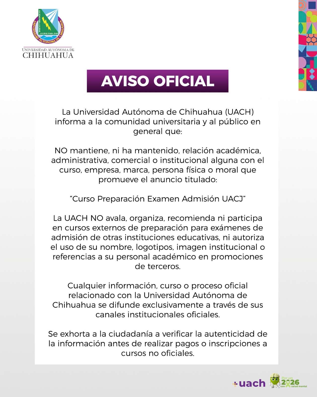 Alerta Uach por curso falso que usa su nombre para promoción
