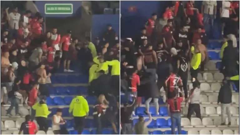 Protagonizan aficionados riña durante el Pachuca vs Atlas