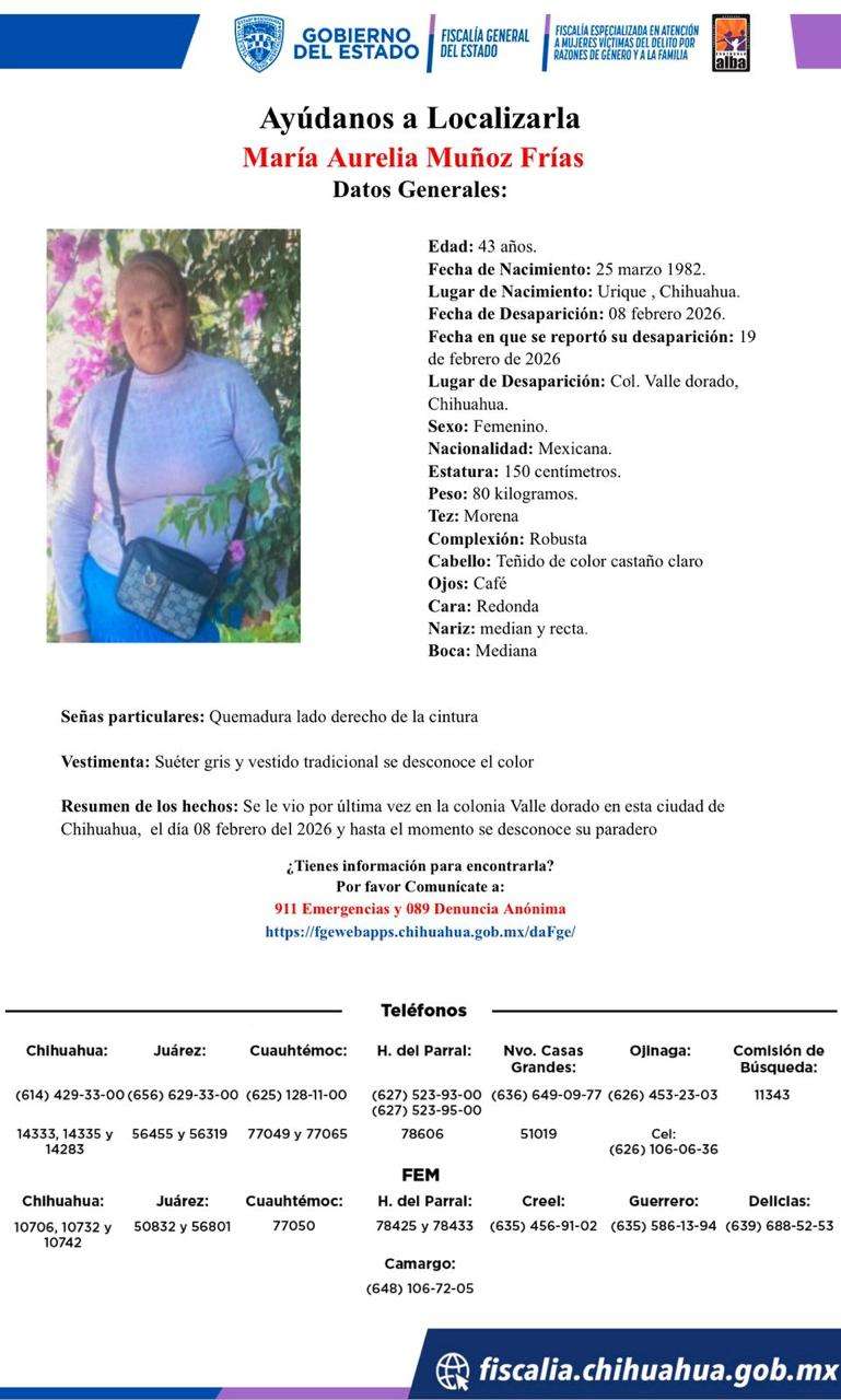 Buscan a mujer desaparecida en la colonia Valle Dorado