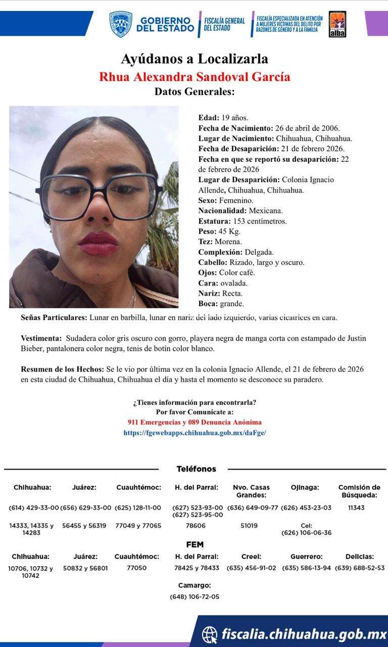 Desaparece jovencita en la colonia Ignacio Allende