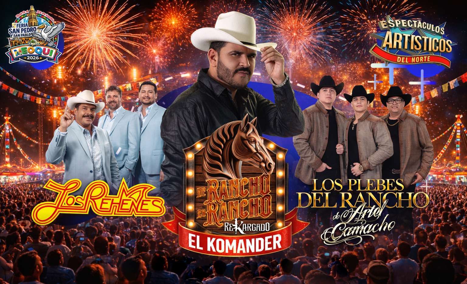 El Komander, Los Rehenes y Los Plebes del Rancho presentes en feria de Meoqui