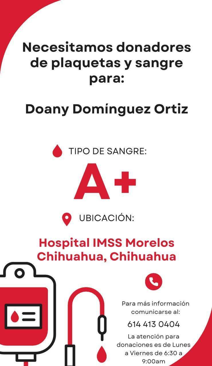 Buscan donadores de sangre para paciente en el Imss Morelos