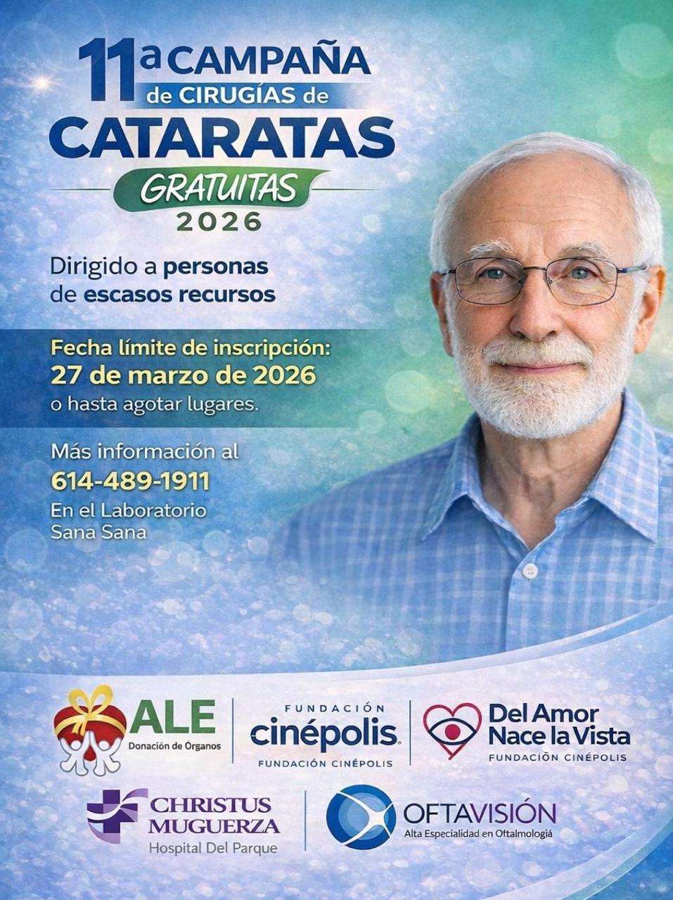 Preparan campaña de cirugías de cataratas gratuitas el 27 de marzo 