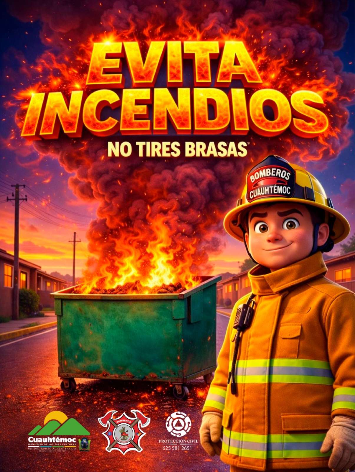 Piden no tirar cenizas calientes a la basura en Cuauhtémoc