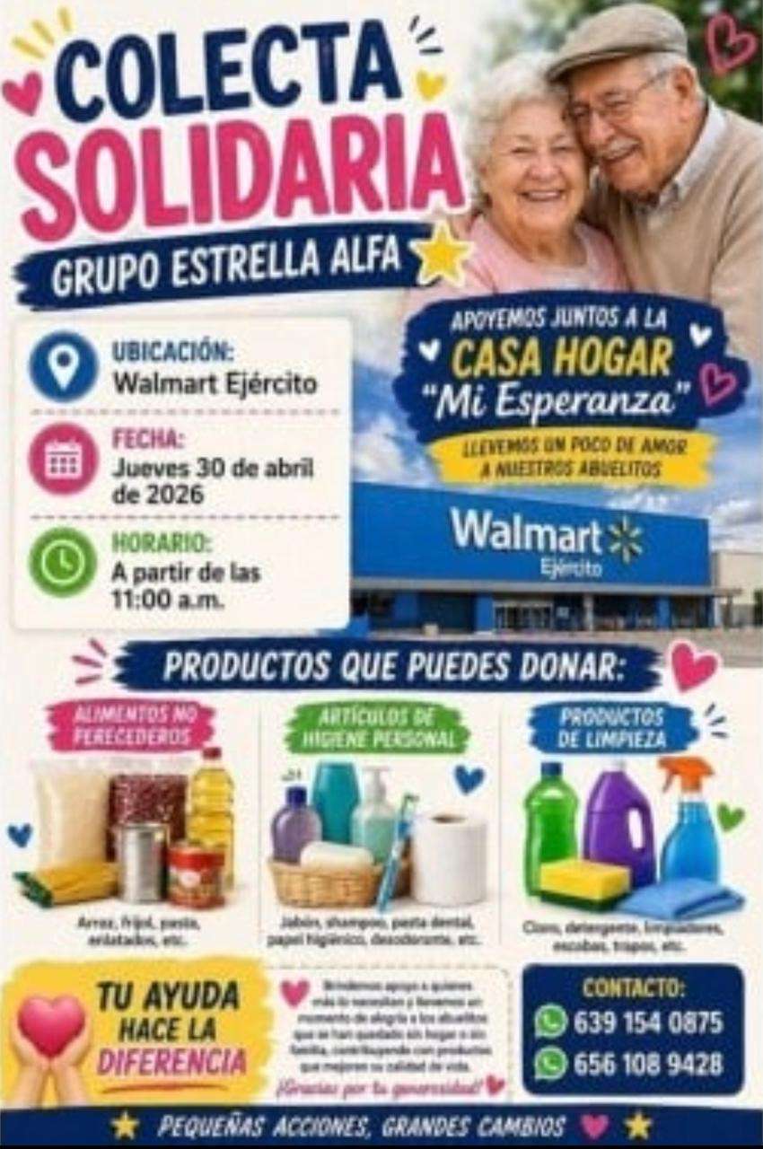 Convocan a colecta solidaria en apoyo a adultos mayores de Mi Esperanza