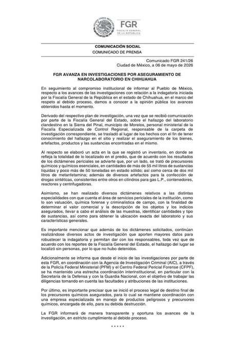 Asegura FGR más de 55 mil litros de sustancias en narcolaboratorio