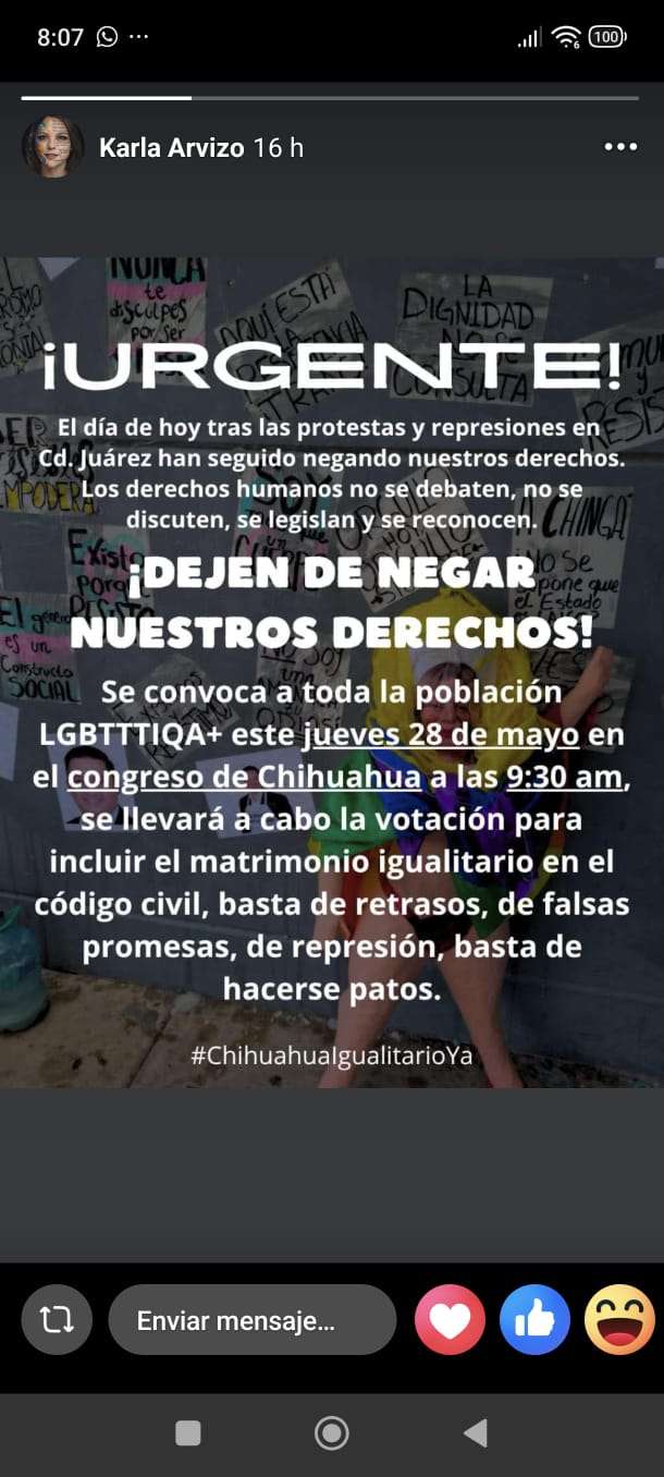 Convocan a protesta por matrimonio igualitario en el Congreso