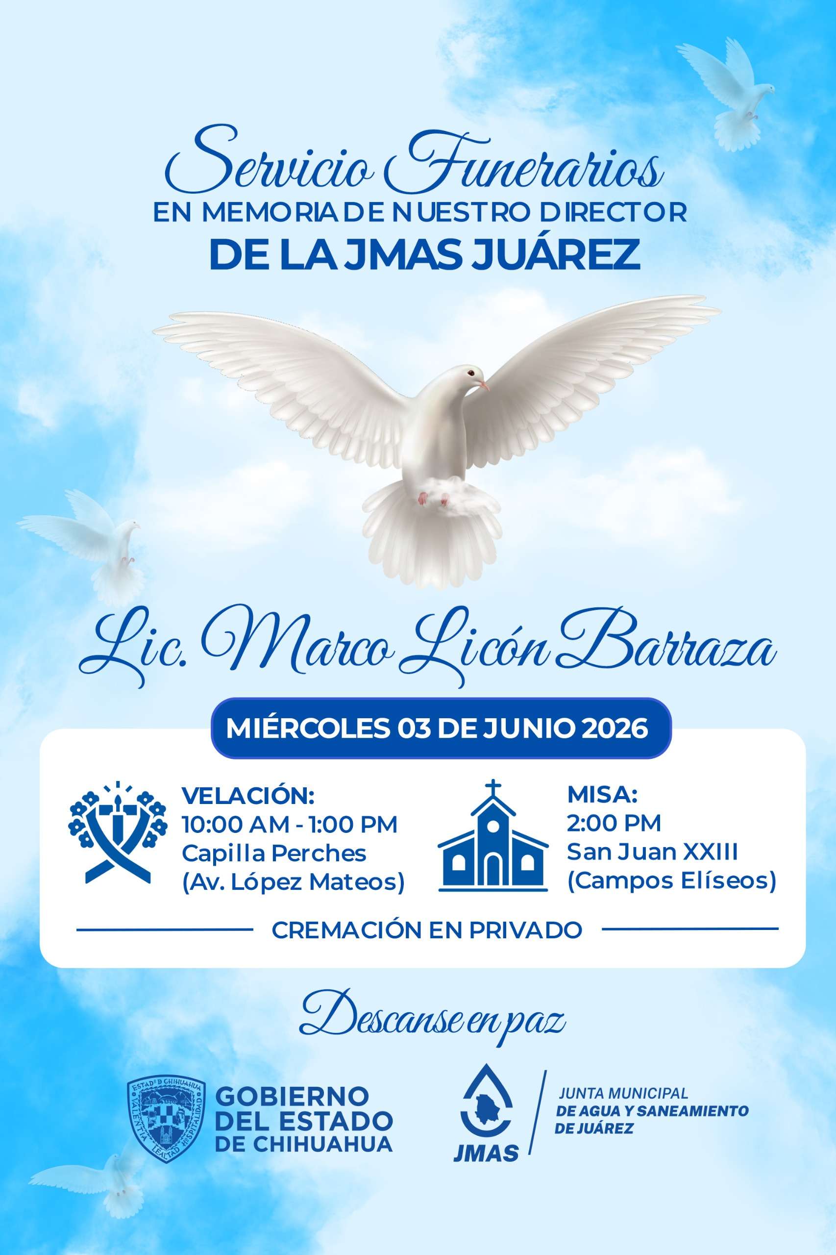 Informan detalles de los servicios funerarios de Marco Licón