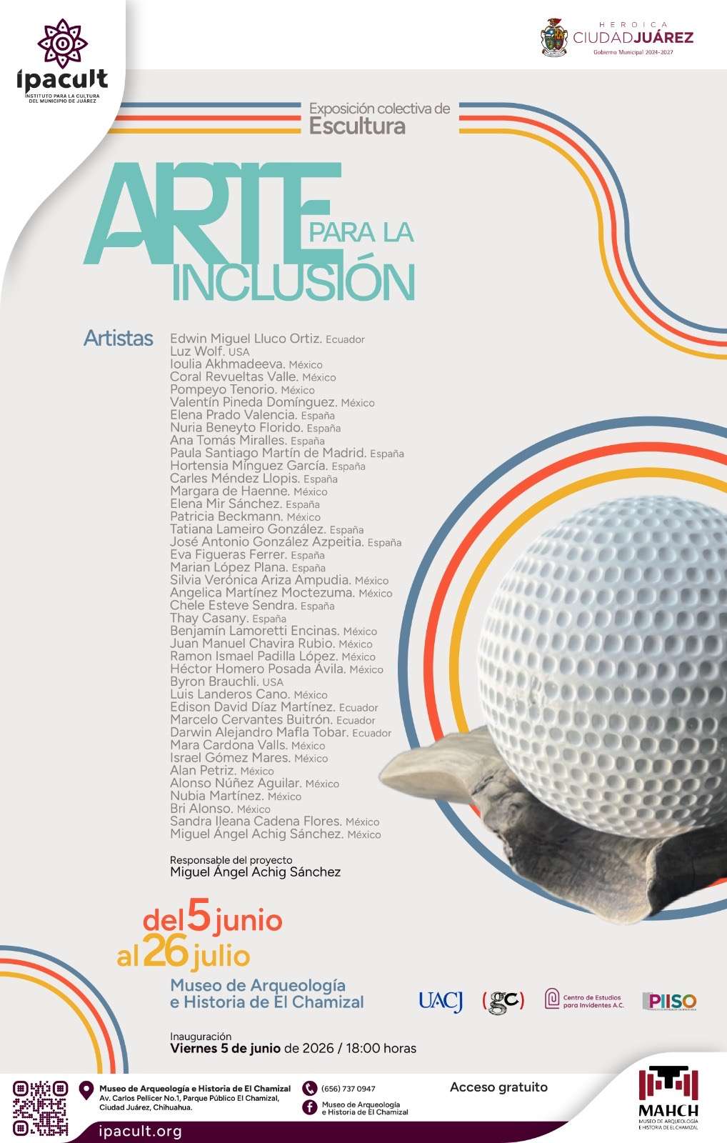 Inaugura IPACULT exposición de escultura inclusiva en el Chamizal