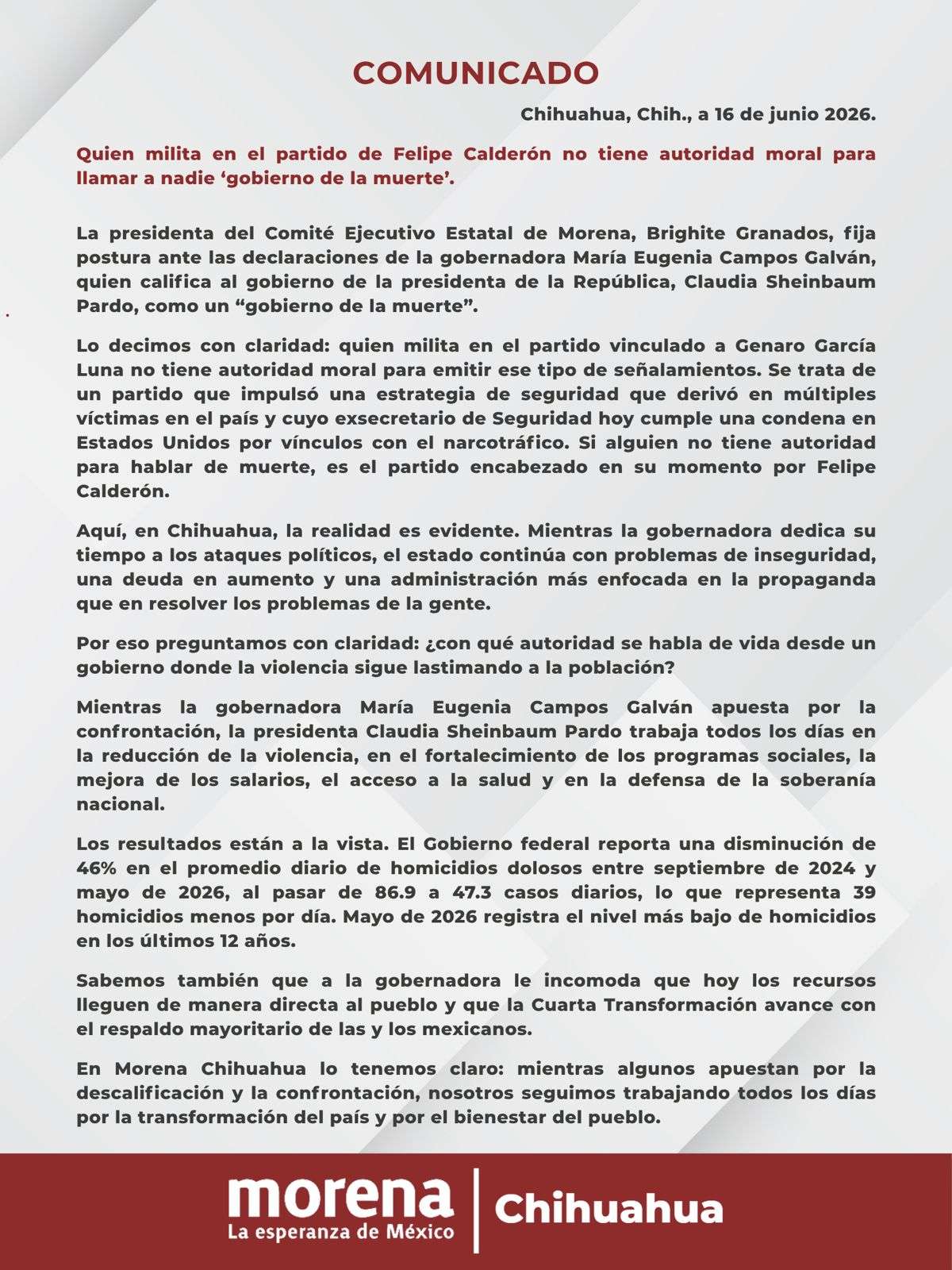 Acusa Morena falta de autoridad moral al gobierno estatal 