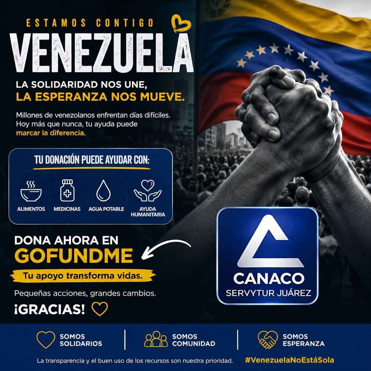 Convoca CANACO a apoyar a Venezuela
