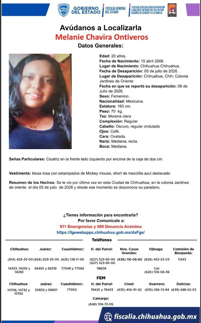 Buscan a joven desaparecida en Jardines de Oriente 