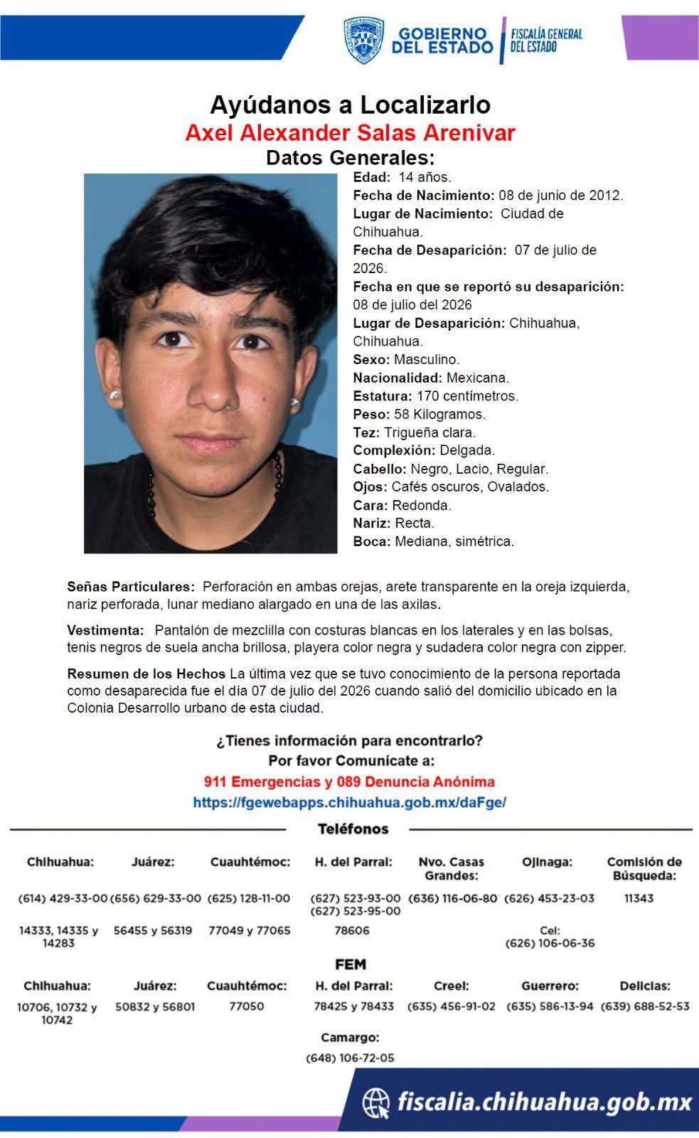 Buscan a jovencito desaparecido en la Desarrollo Urbano