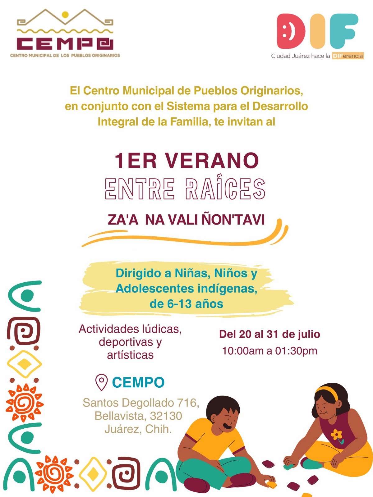 Invitan a infantes y adolescentes indígenas al primer Verano entre Raíces