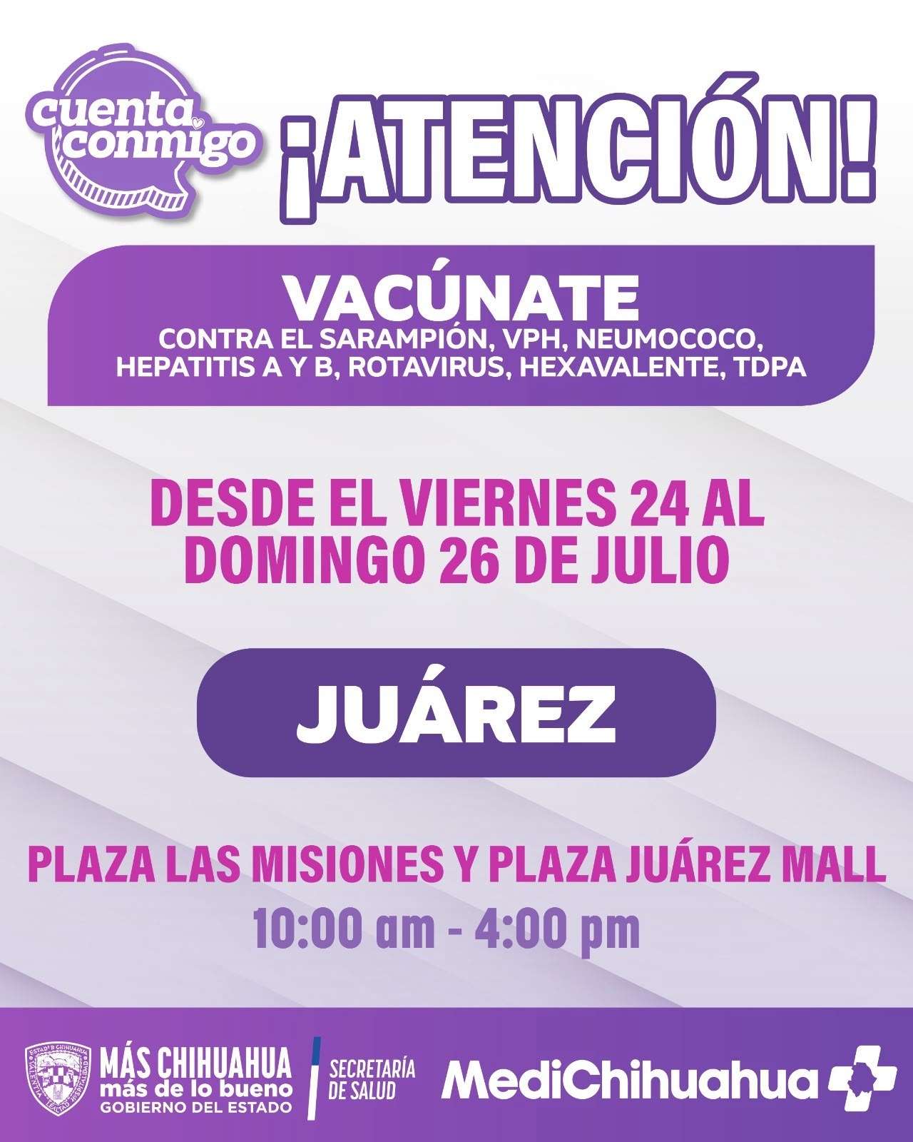 Aplicará Estado jornada gratuita de vacunación en Misiones y Plaza Juárez