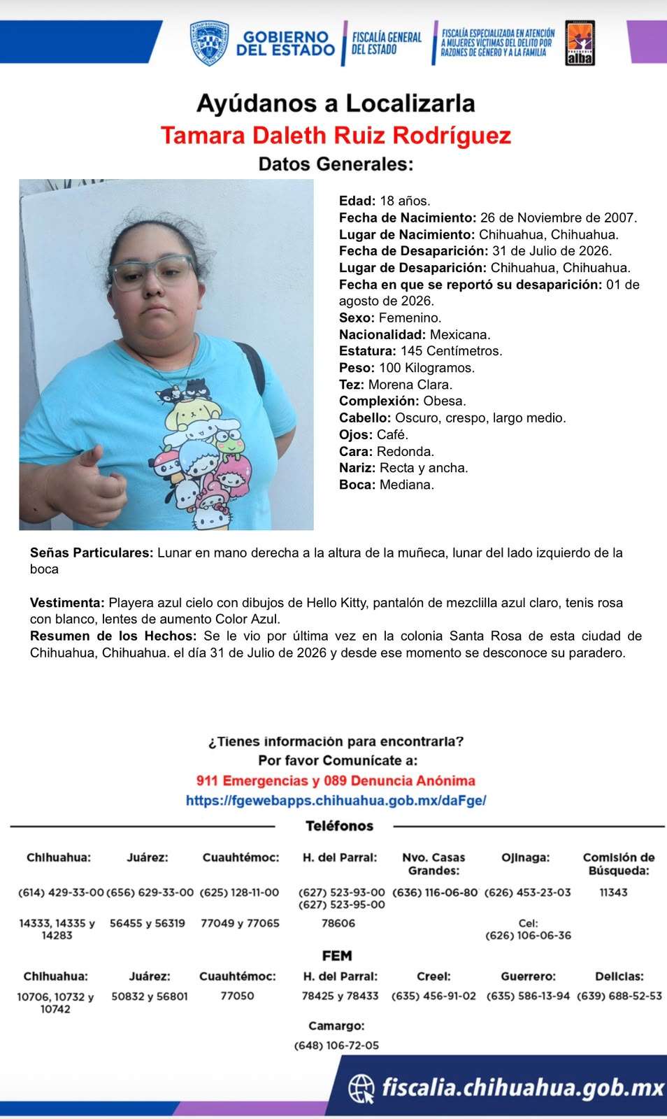 Buscan a jovencita de 18 años desaparecida en la Santa Rosa