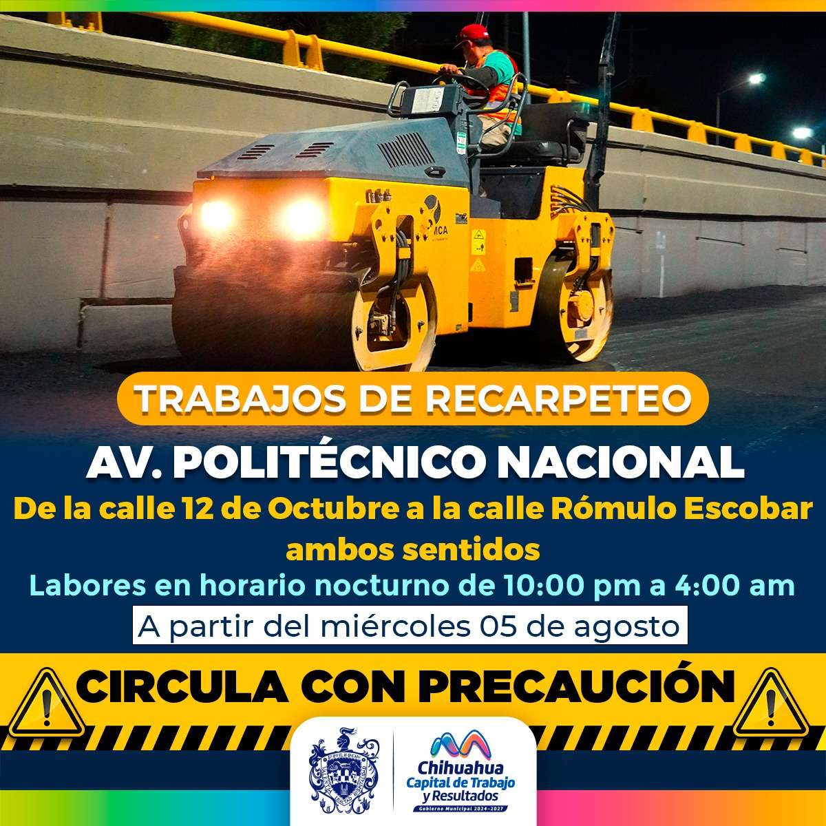 Piden precaución por obras viales en tramo de la Politécnico Nacional