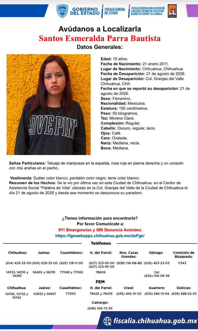 Buscan a jovencita desaparecida en Granjas del Valle