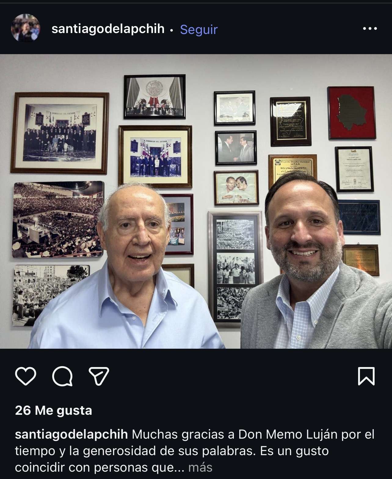 Reconoce Santiago de la Peña trayectoria y generosidad de Guillermo Luján Peña