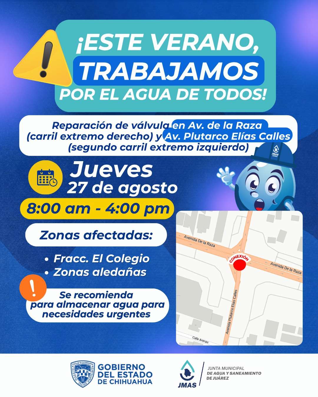 Suspenderán agua en la Putarco por cambio de válvula