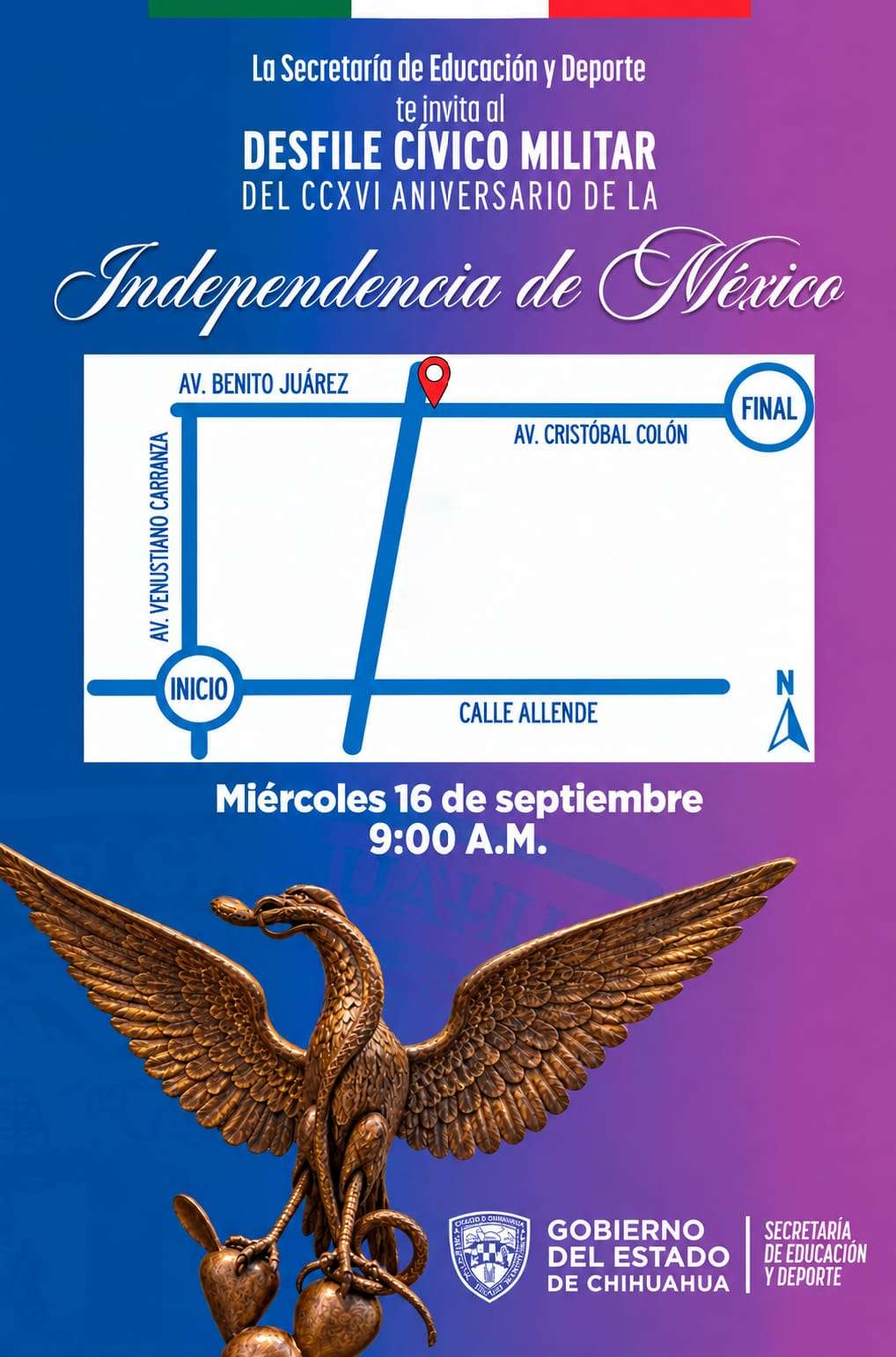 Anuncian ruta del desfile cívico militar del 16 de septiembre 