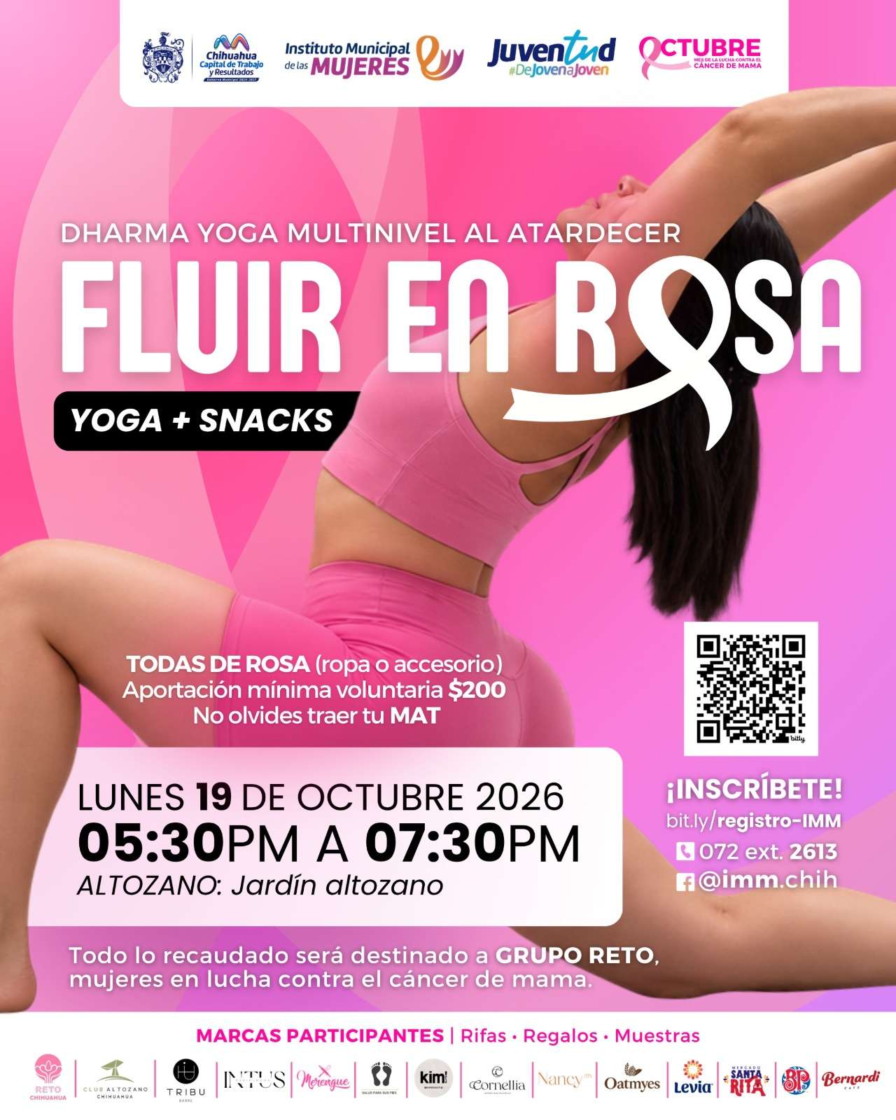 Invitan a Fluir en Rosa tarde de yoga contra el cáncer de mama